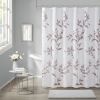 Madison Park Cecily Sheer Botanical Shower Curtain – 72x72 Burnout Floral Design with Water-Repellent Finish