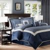 Genevieve Luxe™ 7-Piece Comforter Set – Elegant Blue Colorblock Hotel Style Bedding with Decorative Pillows