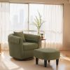 360° Swivel Accent Chair with Ottoman – Chenille Upholstered Lounge Chair with Armrests & Pillow, Modern Living Room Seating