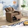 Kids Recliner Chair with Dual Cup Holders – Sally Deluxe Toddler Reclining Sofa, Comfortable Child Armchair for Playroom & Bedroom (150 lb Capacity)