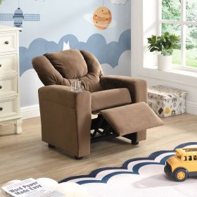 Kids Recliner Chair with Dual Cup Holders – Sally Deluxe Toddler Reclining Sofa, Comfortable Child Armchair for Playroom & Bedroom (150 lb Capacity)