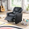 Kids Recliner Chair with Cup Holder – Sally Deluxe Toddler Reclining Sofa, Comfortable Child Armchair for Playroom & Bedroom (150 lb Capacity)