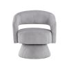 Modern Gray Corduroy Swivel Accent Chair – 360° Rotating Upholstered Lounge Chair with Metal Base for Living Room & Bedroom