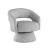 Modern Gray Corduroy Swivel Accent Chair – 360° Rotating Upholstered Lounge Chair with Metal Base for Living Room & Bedroom