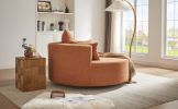 Modern 55” Round Swivel Accent Chair – Chenille Deep Seat Lounge Chair with 360° Rotation & Throw Pillows for Living Room, Bedroom & Office