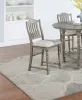 Dining Table 4x High Chairs 5pcs Counter Height Dining Set Light Grey Finish Dining Room Furniture Plush Upholstered Fabric Seat Contemporary Sty