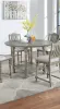 Dining Table 4x High Chairs 5pcs Counter Height Dining Set Light Grey Finish Dining Room Furniture Plush Upholstered Fabric Seat Contemporary Sty