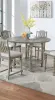 Dining Table 4x High Chairs 5pcs Counter Height Dining Set Light Grey Finish Dining Room Furniture Plush Upholstered Fabric Seat Contemporary Sty