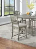 Dining Table 4x High Chairs 5pcs Counter Height Dining Set Light Grey Finish Dining Room Furniture Plush Upholstered Fabric Seat Contemporary Sty