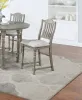Dining Table 4x High Chairs 5pcs Counter Height Dining Set Light Grey Finish Dining Room Furniture Plush Upholstered Fabric Seat Contemporary Sty
