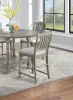 Dining Table 4x High Chairs 5pcs Counter Height Dining Set Light Grey Finish Dining Room Furniture Plush Upholstered Fabric Seat Contemporary Sty