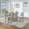 Dining Table 4x High Chairs 5pcs Counter Height Dining Set Light Grey Finish Dining Room Furniture Plush Upholstered Fabric Seat Contemporary Sty