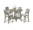 Dining Table 4x High Chairs 5pcs Counter Height Dining Set Light Grey Finish Dining Room Furniture Plush Upholstered Fabric Seat Contemporary Sty