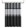 510 Design Donnell Pintuck Shower Curtain – 72x72 Embroidered Geometric Microfiber Curtain with Color Block Design