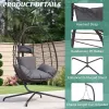 Foldable Hanging Egg Chair with Stand – Outdoor Wicker Swing Chair with Cushion & Headrest for Patio, Balcony & Indoor Use