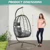 Foldable Hanging Egg Chair with Stand – Outdoor Wicker Swing Chair with Cushion & Headrest for Patio, Balcony & Indoor Use