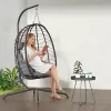 Foldable Hanging Egg Chair with Stand – Outdoor Wicker Swing Chair with Cushion & Headrest for Patio, Balcony & Indoor Use