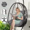 Foldable Hanging Egg Chair with Stand – Outdoor Wicker Swing Chair with Cushion & Headrest for Patio, Balcony & Indoor Use