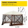 12x12 FT Pop-Up Camping Gazebo Tent with Mosquito Netting & Wind Panels – Portable Screen House Canopy for Outdoor Camping, Backyard & Events