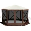 12x12 FT Pop-Up Camping Gazebo Tent with Mosquito Netting & Wind Panels – Portable Screen House Canopy for Outdoor Camping, Backyard & Events