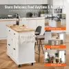 Multifunctional Kitchen Island Cart with Solid Wood Top – Rolling Storage Cabinet with Drawers, Adjustable Shelves & Lockable Wheels
