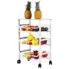 3-Tier Rolling Kitchen Storage Cart with Pull-Out Metal Baskets & Wood Top, Industrial Utility Organizer with Lockable Wheels