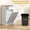 HOMCOM Kitchen Tilt Out Trash Bin Cabinet, White, Free Standing Recycling Can Holder with Drawer