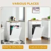 HOMCOM Kitchen Tilt Out Trash Bin Cabinet, White, Free Standing Recycling Can Holder with Drawer