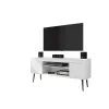 Mid-Century Modern TV Stand for 46-60 Inch TVs with Storage Cabinets & Open Shelves, Wood Entertainment Center with Cable Management