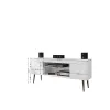 Mid-Century Modern TV Stand for 46-60 Inch TVs with Storage Cabinets & Open Shelves, Wood Entertainment Center with Cable Management