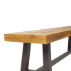 Set of 2 Modern Industrial Acacia Wood Dining Benches – Slat Panel Outdoor/Indoor Seating with Powder-Coated Frame