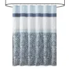 Shawnee™ Blue Geometric Shower Curtain – Embroidered Damask Colorblock Bathroom Curtain 72x72