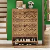 Slim Farmhouse Shoe Cabinet with Flip Drawers – Narrow Entryway Shoe Storage Organizer for Up to 20 Pairs, Rustic Wood Shoe Rack with Open Shelf