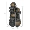 Outsunny Solar Water Fountain 28.3 4-Tier Resin Cascading Jars Stacked Stones with LED Lights Outdoor Decor