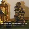 Outsunny Solar Water Fountain 28.3 4-Tier Resin Cascading Jars Stacked Stones with LED Lights Outdoor Decor