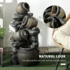 Outsunny Solar Water Fountain 28.3 4-Tier Resin Cascading Jars Stacked Stones with LED Lights Outdoor Decor
