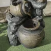 Outsunny Solar Water Fountain 28.3 4-Tier Resin Cascading Jars Stacked Stones with LED Lights Outdoor Decor