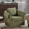 360° Swivel Accent Chair with Ottoman – Chenille Upholstered Lounge Chair with Armrests & Pillow, Modern Living Room Seating