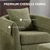 360° Swivel Accent Chair with Ottoman – Chenille Upholstered Lounge Chair with Armrests & Pillow, Modern Living Room Seating