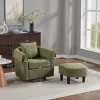 360° Swivel Accent Chair with Ottoman – Chenille Upholstered Lounge Chair with Armrests & Pillow, Modern Living Room Seating