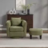 360° Swivel Accent Chair with Ottoman – Chenille Upholstered Lounge Chair with Armrests & Pillow, Modern Living Room Seating