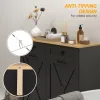 Modern Double Tilt-Out Laundry Hamper Cabinet with Drawers – Black Hidden Laundry Organizer with Removable Baskets & Storage