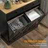 Modern Double Tilt-Out Laundry Hamper Cabinet with Drawers – Black Hidden Laundry Organizer with Removable Baskets & Storage