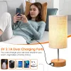 3-Way Dimmable Touch Control Table Lamp with USB Ports, Modern Bedside Lamp with Fabric Shade & LED Bulb, Warm Light Nightstand Lamp
