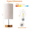 3-Way Dimmable Touch Control Table Lamp with USB Ports, Modern Bedside Lamp with Fabric Shade & LED Bulb, Warm Light Nightstand Lamp