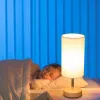 3-Way Dimmable Touch Control Table Lamp with USB Ports, Modern Bedside Lamp with Fabric Shade & LED Bulb, Warm Light Nightstand Lamp