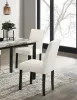 5-Piece Contemporary Dining Table Set with Faux Marble Top, White Finish Table & 4 Upholstered Chairs, Modern Dining Room Furniture Set