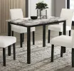5-Piece Contemporary Dining Table Set with Faux Marble Top, White Finish Table & 4 Upholstered Chairs, Modern Dining Room Furniture Set