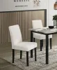 5-Piece Contemporary Dining Table Set with Faux Marble Top, White Finish Table & 4 Upholstered Chairs, Modern Dining Room Furniture Set