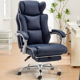 Office Desk Chair With Foot Rest Tall And Big 300LB (Color: Blue)